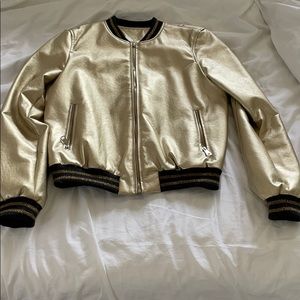 Faux leather champagne gold jacket